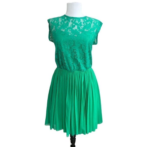 ASOS Kelly Green Lace Mini Dress size 6 Fairy Whimsigoth Retro - Picture 1 of 11
